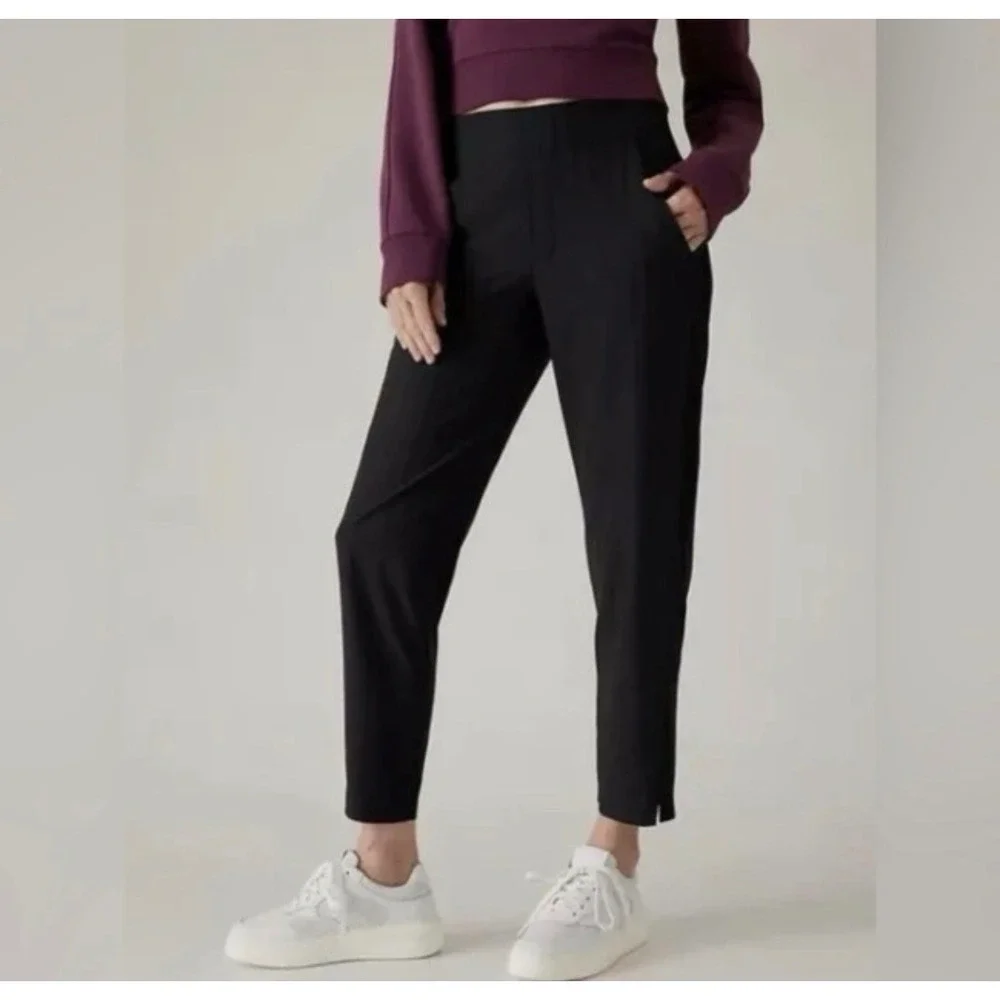 Athleta Brooklyn Ankle Pant Gloss Stripe Black Recycled Material Women US 20 NWT